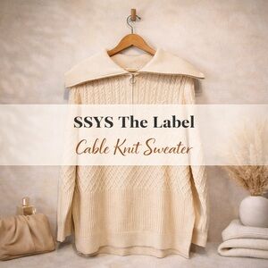 SSYS The Label Cream Cable Knit Half Zip Sweater S/M